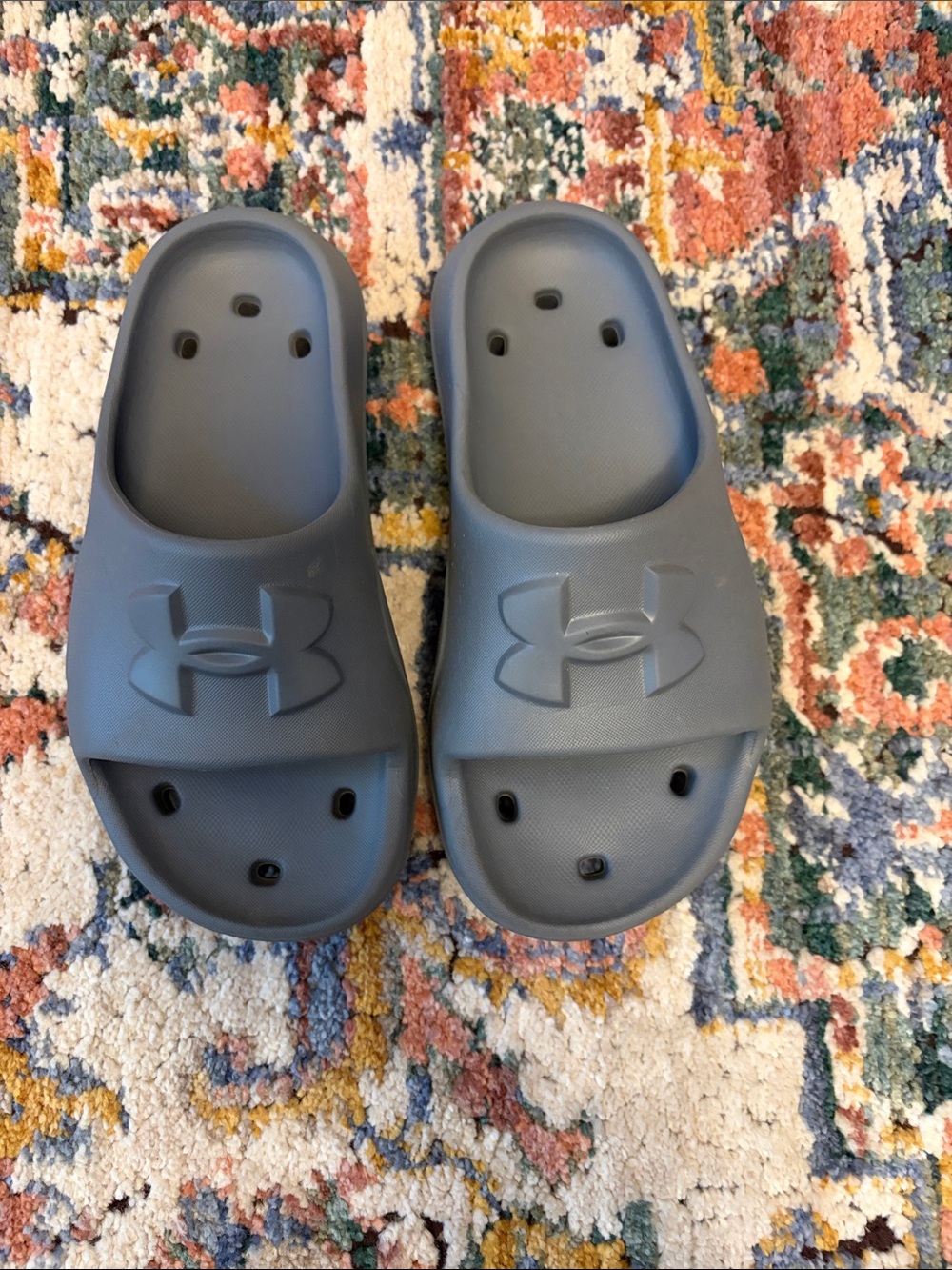 Under Armour Kids Blue Gray Slide Sandals